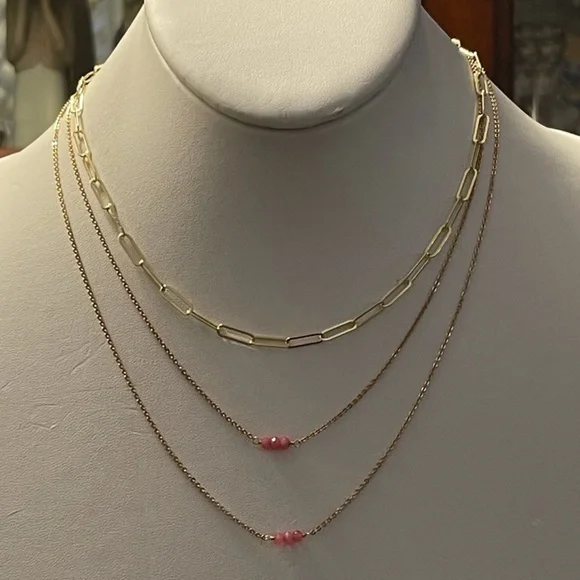 2 x Faceted natural rhodonite gold necklaces - Picture 4 of 6